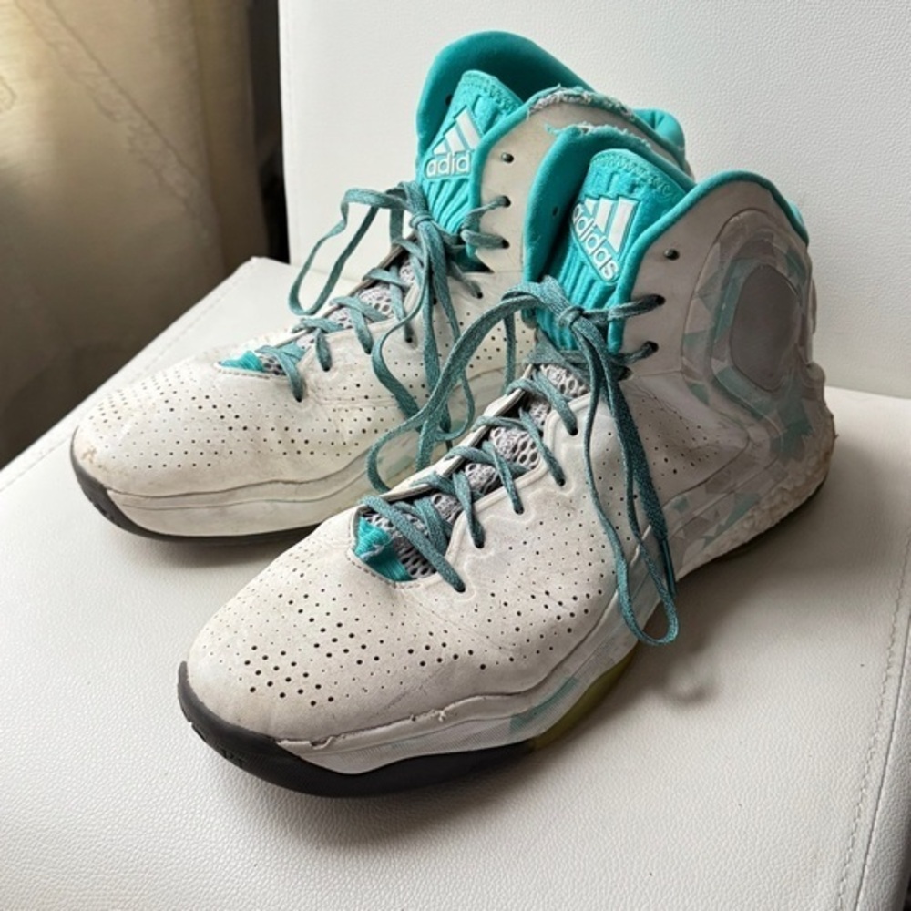 Adidas D Rose 5 Teal and White Basketball Shoes